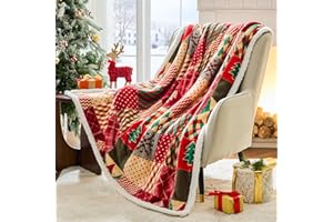 Nord ECO Christmas Throw Blanket, Christmas Decorations Gifts for Women, Sherpa Flannel Fleece Winter Holiday Blanket, Fluffy Cozy Soft Christams Throws for Couch Sofa Bed, ChristamsRhombus, 50" X 60"