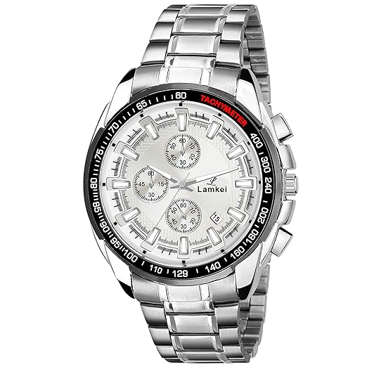 Premium Imported Working Chronograph Silver Dial Silver Stainless Steel Chain Men�s Watch � LMK-0061