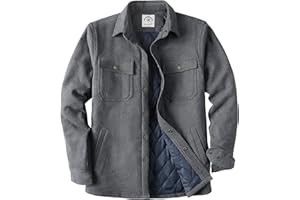 Dubinik® Mens Shacket Lightweight Jacket Cozy Warm Lined Overshirt Flannel Shirts For Men Long Sleeve Snap Casual Plaid