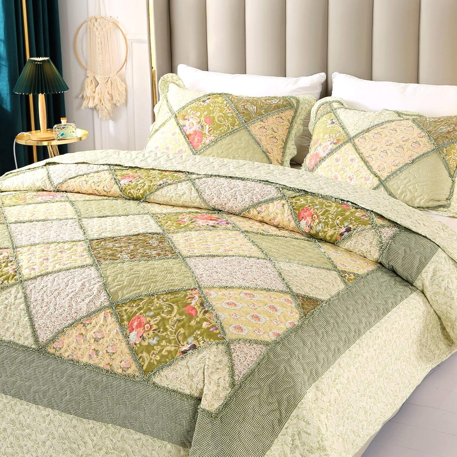 Encoft Parures De Lit 3pcs 2 Personnes Patchwork Couvre Lit 2x240cm 2 Taies Doreiller 50x70cm 100 Polyester Courpointe Matelasse Couverture Dessus De Lit Boutis Duvet Gris 2 X 240 Cm Dessus De Lits Et Couvre Lits