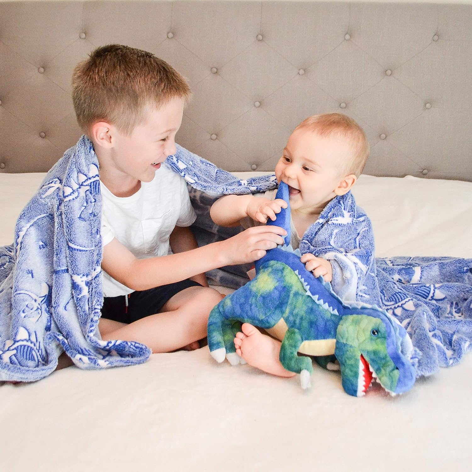 Soft Plush Blue TRex Blanket Throw For Boys and Girls Dinosaur Blanket