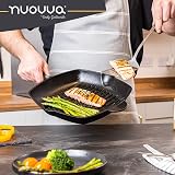 nuovva Pre Seasoned Cast Iron Griddle Pan Square 28cm Enamelled Grill view 7