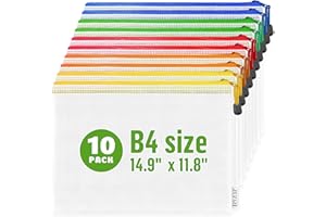 JUZARI 10 Pack Large Mesh Zipper Pouch B4 (12x15in) - Game Bags for Puzzle and Toy Storage Bags - Board Game Storage Zip Plastic Mesh Bags for Toys & Playroom Organization and Storage Zippered Pouches Folder
