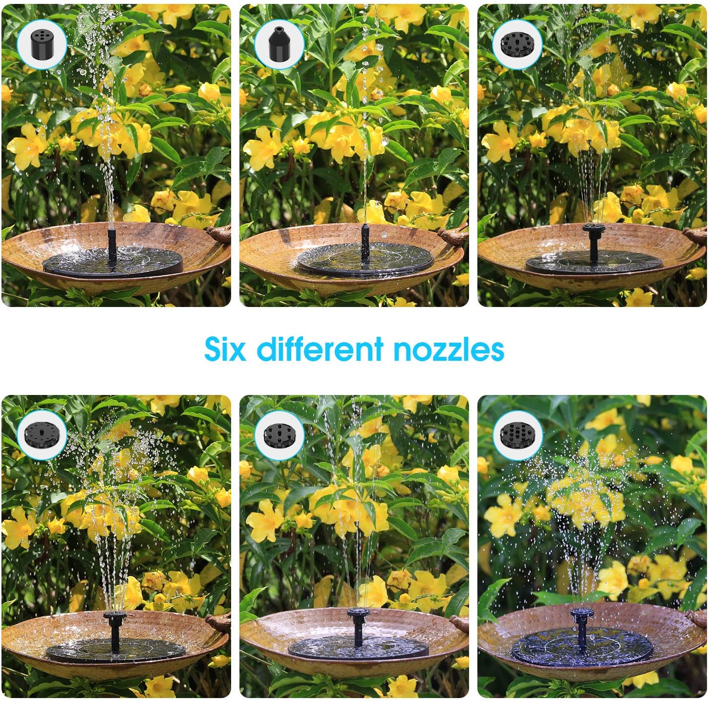 AISITIN 3.5W Solar Fountain Pump, Solar Water Pump Floating Fountain with 1500mAh Battery - Image 4