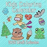 2026 Coloring Calendar Monthly Wall Calendar for Kids | Color Pages with Monthly Themes Coloring Wall Calendar 2025-2026