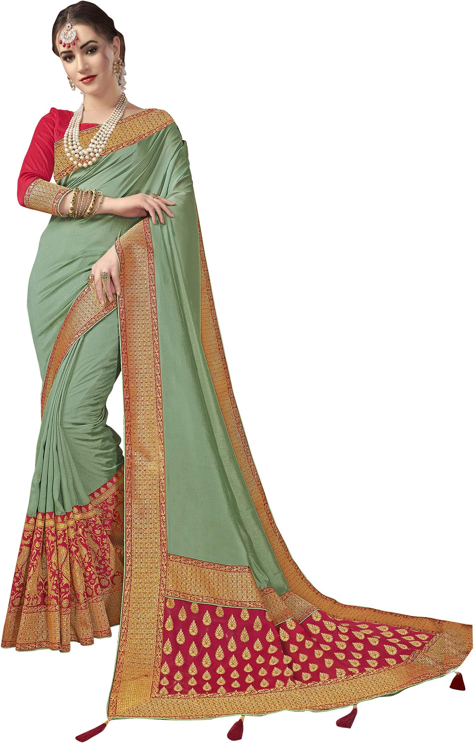 Sarees for Women Crepe Silk Woven Saree l Indian Ethnic Wedding Gift Sari with Unstitched Blouse