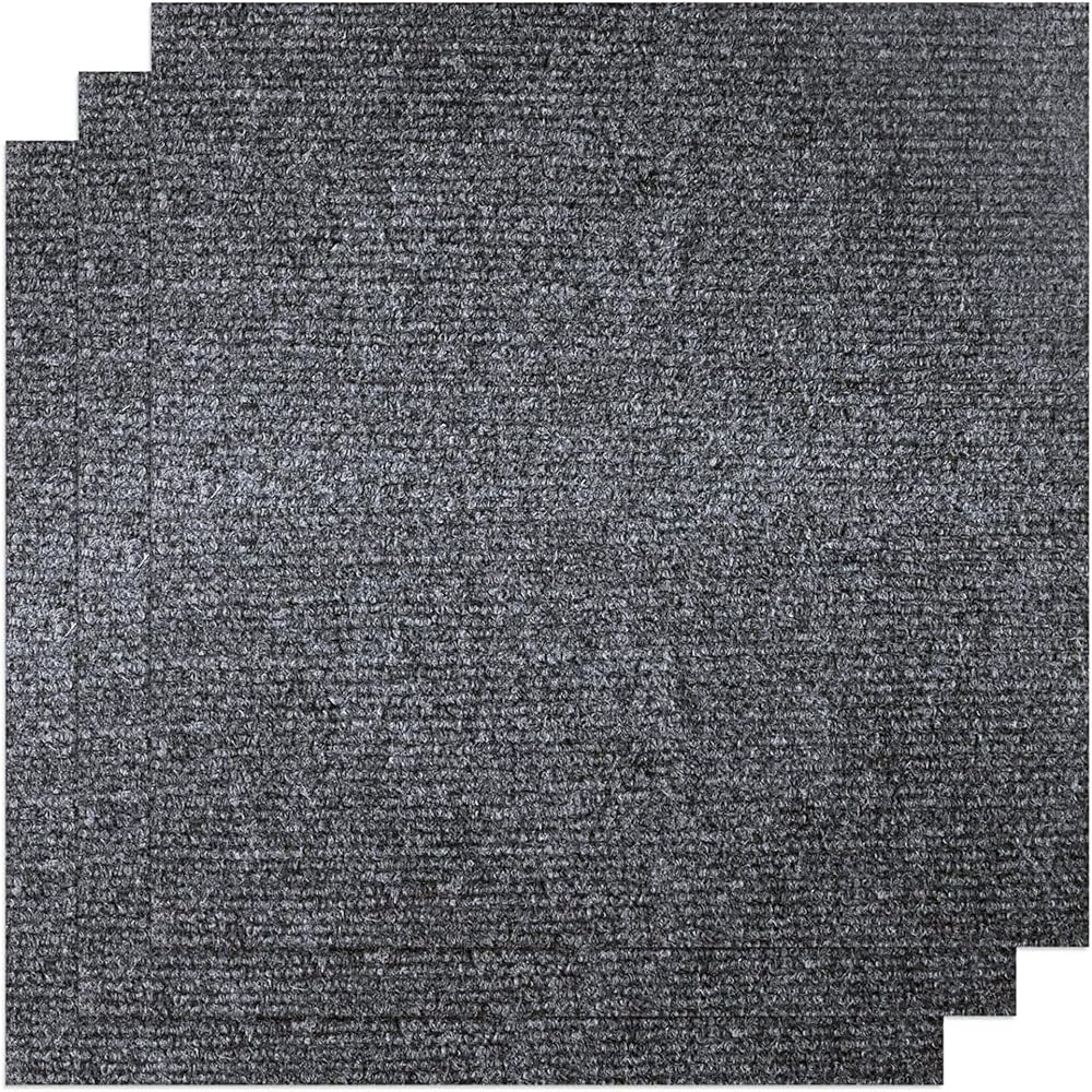 KAHEIGN 30Pcs Self Adhesive Carpet Tiles 30cm x 30cm Dark Grey