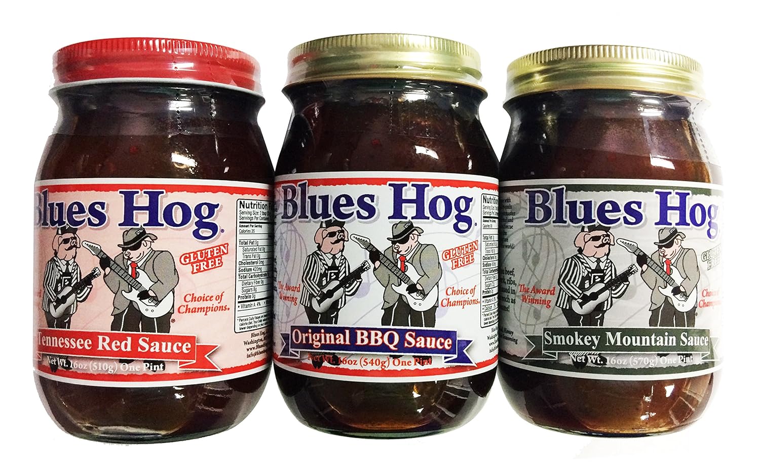 Blues Hog Original, Tennessee Red, & Smokey Mountain BBQ Sauce Variety Pack of the