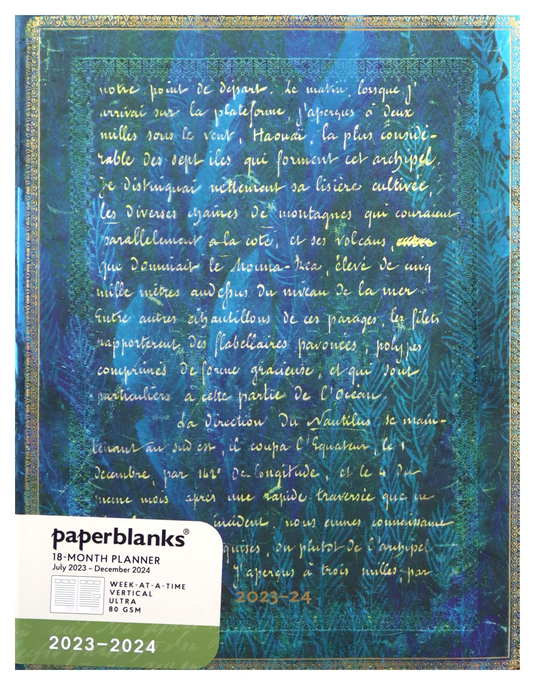 Paperblanks 18-Month Softcover Flexi Diaries 2023-2024 Verne, Twenty Thousand Leagues | Vertical | Ultra (180 × 230 mm)
