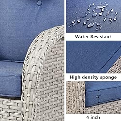 HUMMUH 4-Piece Patio Furniture Wicker Outdoor