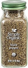 Simply Organic Ground Black Pepper, 2.31-Ounce Jar, Medium Ground Pepper, Certified Organic, Kosher, Potent Pepper Taste
