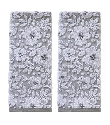 SKL Home Carrick Medallion Handtuch-Set, 2-teilig, 100% Türkische Baumwolle, Grau, 40,6x66 Cm