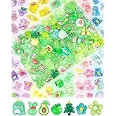 100PCS FIVEIZERO Cute Slime Charms Bulk Set – Kawaii Flatback Resin Charms for Crafts, Mini Decoden Acrylic Embellishments for Phone Junk Cases, Scrapbooking & DIY Decoration (Green)