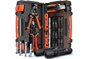SOMELINE Solar Connector Crimping Tool Kit, 14-10 AWG Crimper for Solar Panel Cables Connectors, Toolbox Kit with 6 Pairs of Solar Connectors and Wrenches, Strippers, Crimpers and Cable Cutter