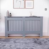 Vida Designs Chelsea Radiator Cover Grey Large Vertical Slat H82xW152xD19cm view 2