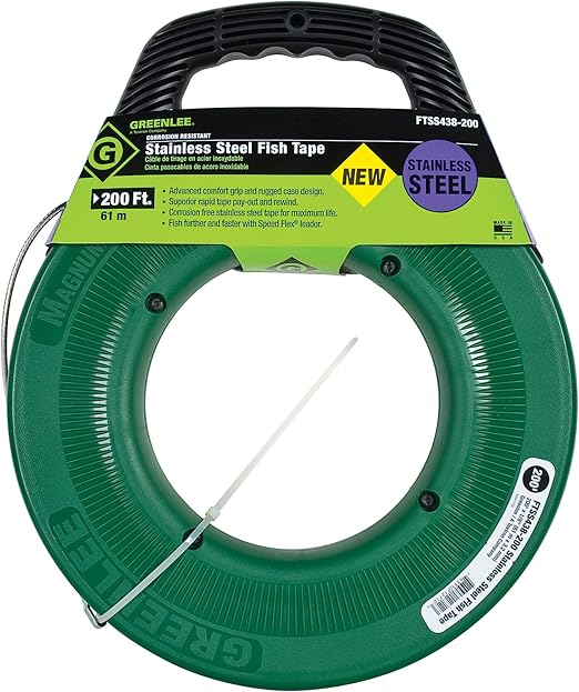 Greenlee FTSS438200 Stainless Steel Fish Tape, 200Feetx1/8Inch