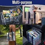 VENO 4 Pack Reusable Grocery Bags with Hard Bottom Beige Heavy Duty Tote view 2
