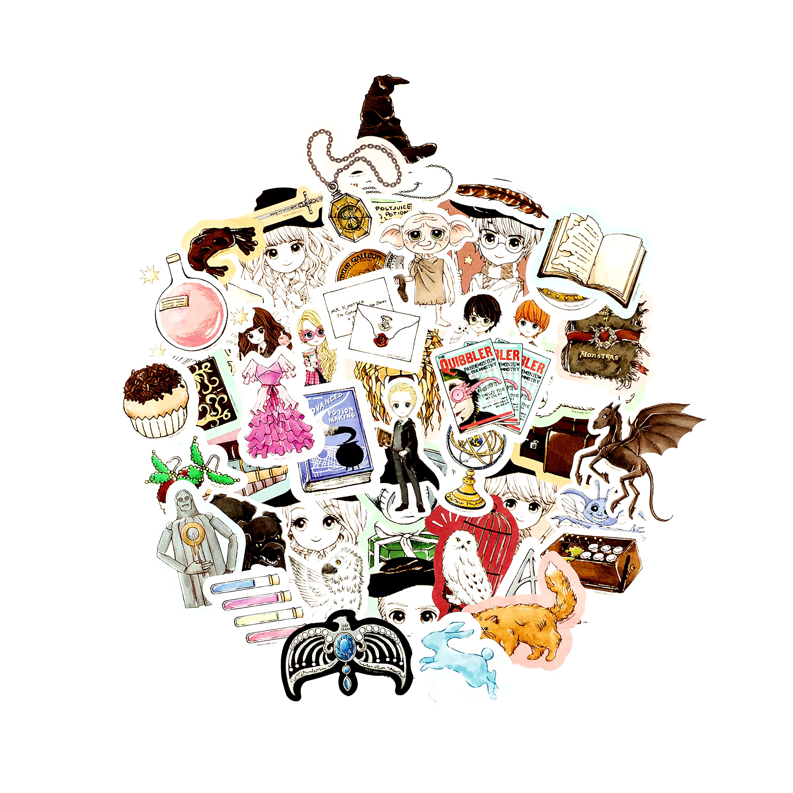 Conquest Journals Harry Potter Magical Characters & Icons Sticker Pack, Officially Licensed, Set of 50, Waterproof and UV Resistant, Great for All Your Gadgets, Potterfy All The Things