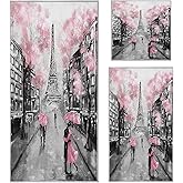 Newwiee 3 Pcs Eiffel Tower Bath Towel Set Paris Bathroom Absorbent Towels and Washcloths Sets Eiffel Tower Handtowel Pink Cherry Decor for Bathroom Hotel Beach Travel Sports Pool Spa Yoga 60 x 30 Inch