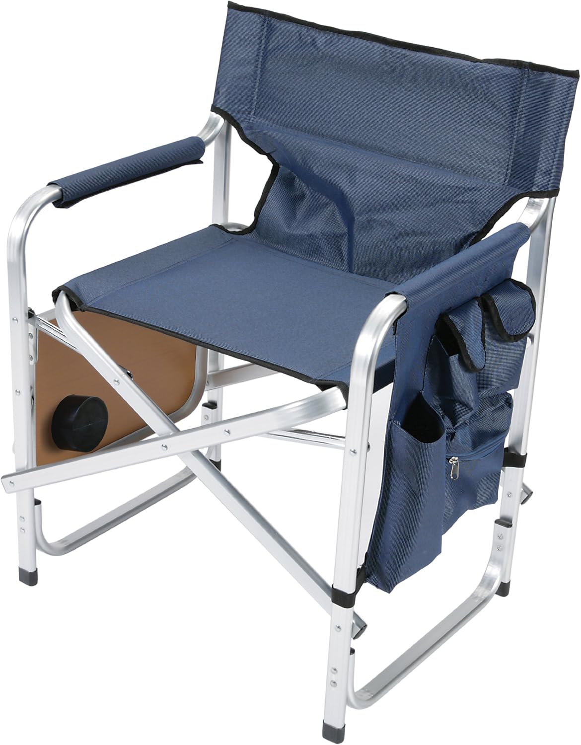 Faulkner Aluminum Director Chair with Folding Tray and Cup Holder, Blue : Folding Patio Chairs : Garden & Outdoor