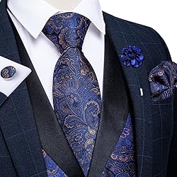 DiBanGu Mens Vest and Tie Set Formal Paisley