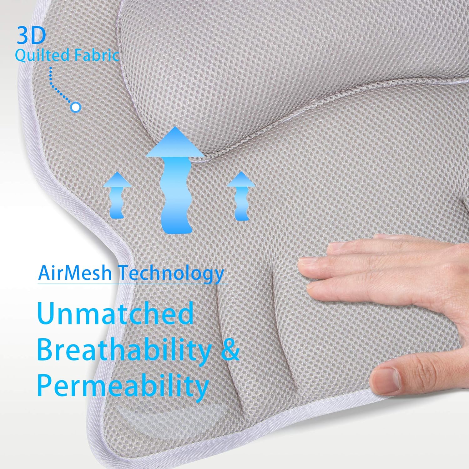 Aisto Bath Pillow for Tub Comfortable 3D Air Mesh Bathtub Pillow for Neck and Back Support Bath Tub Pillow with Strong Suction and Machine Washable Bag Gray : Beauty
