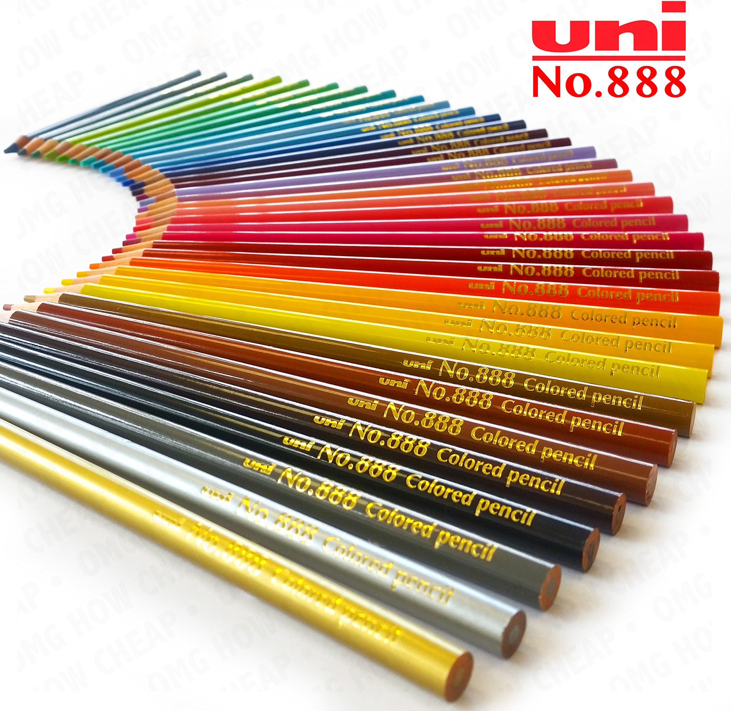 Uni Mitsubishi - Premium Quality Colouring Pencils - No.888 - Tin of 36 Assorted Colours