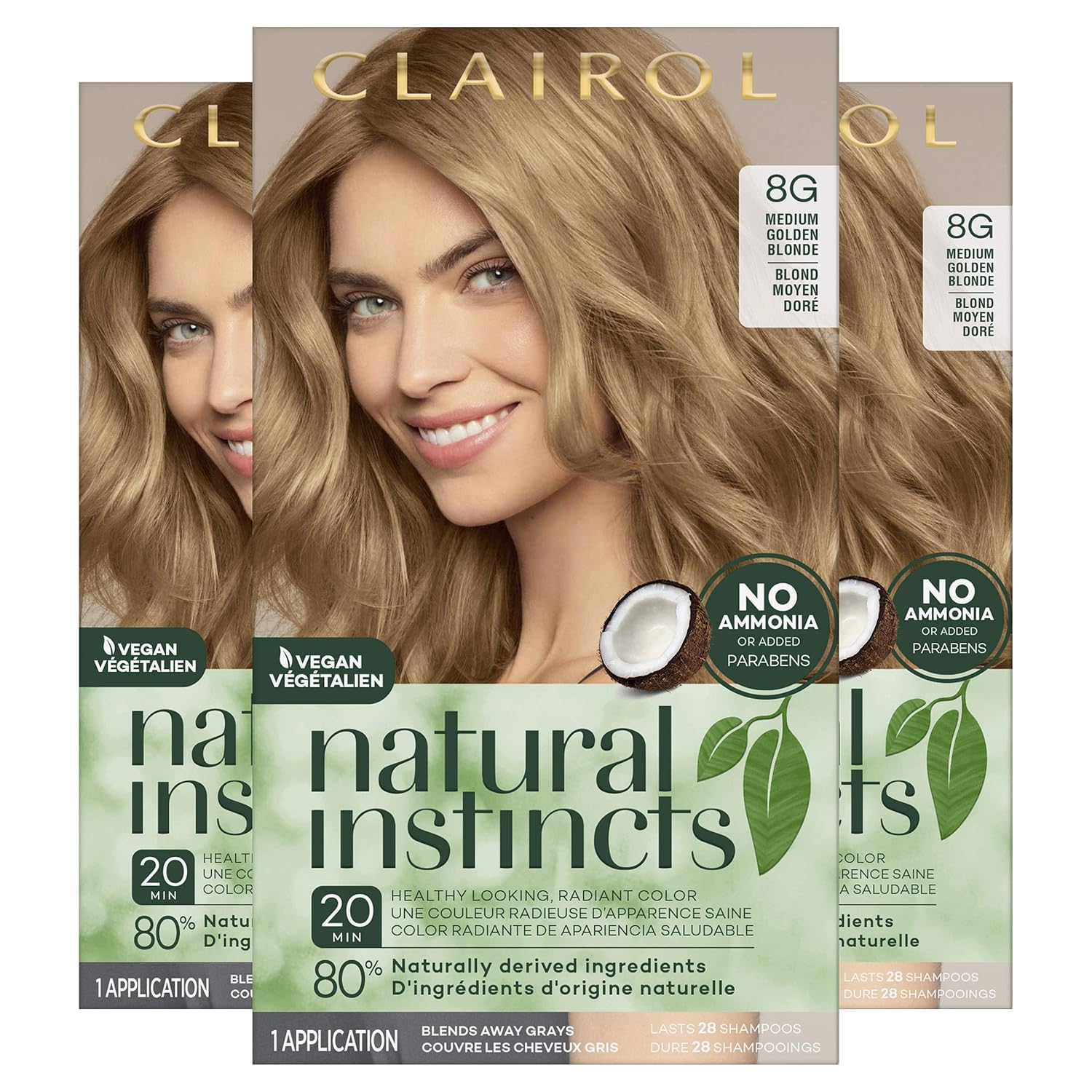 Amazon Com Clairol Natural Instincts Semi Permanent Hair Color 8g Medium Golden Blonde 3 Count Beauty