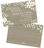 Set of 10 Floral Woodgrain Personalized Rehearsal Dinner Inviations