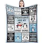 Punofell Unique Penguin Gifts for Women/Men, Cute Penguin Gift for Kids, Best Penguin Stuff/Accessories for Penguin Lovers, Penguins Themed Blanket 50" x 60"