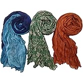 IDOLPET 3 Packs Cotton Hemp Shawl Wrap Long Head Neck Scarf for Women and Men Lightweight Four Season Use