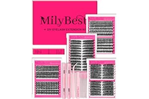 MilyBest 4 Styles Lash Clusters Kit 864Pcs Eyelash Clusters Lash Kit Volume Lashes Clusters D Curl DIY Individual False Eyelashes with 2 Bond&Seal Wispy Bulk Cluster Eyelash Extensions Kit De Pestañas