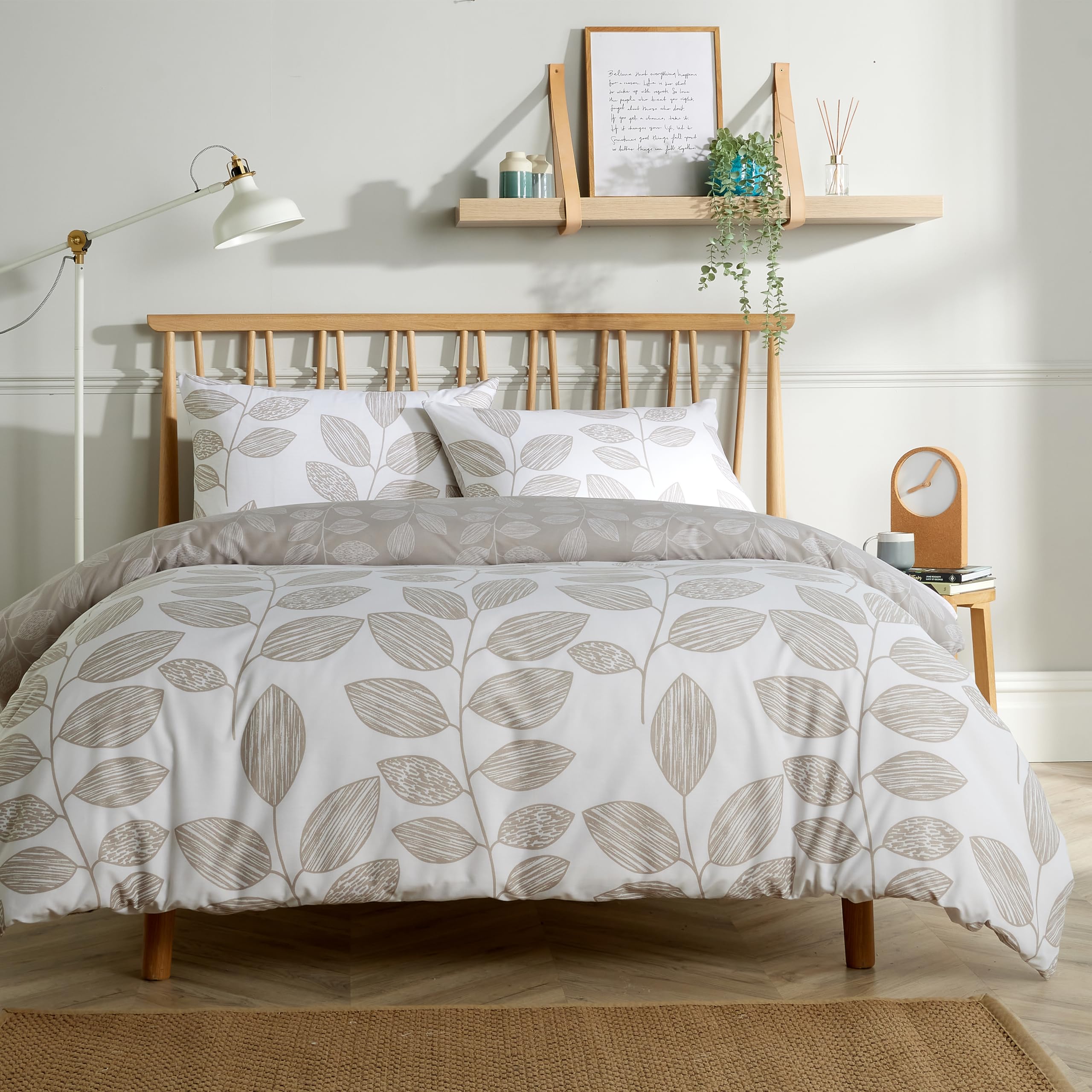 Olivia Rocco Leaves Duvet Cover Set Quilt Covers, Double Natural — image 1