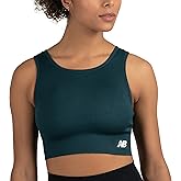 New Balance Women's Seamless Medium Impact High Neck, Scoop Back Sports Bra with Removable Pads