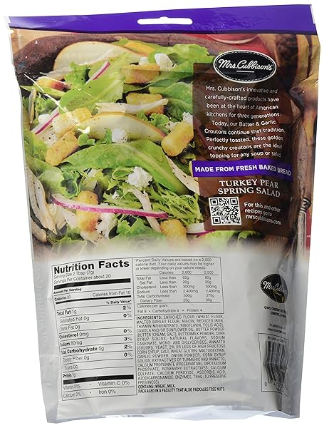 MRS. CUBBISON’S FRENCH BREAD CROUTONS, GARLIC & BUTTER, 5 OZ