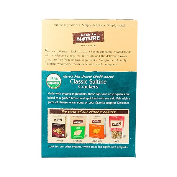 BACK TO NATURE CRACKERS, CLASSIC ORGANIC SALTINES, 7 OUNCE