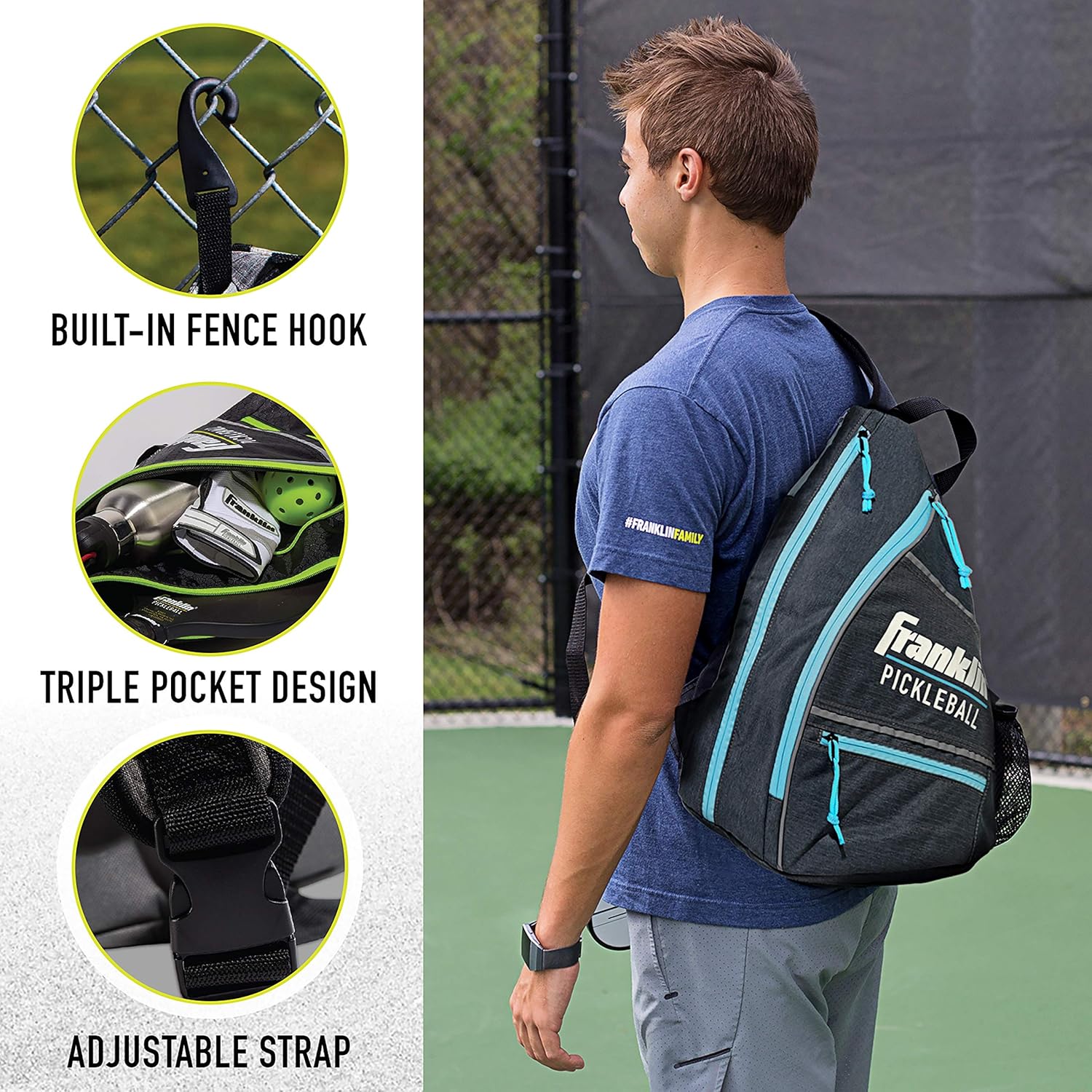 Franklin Sports Pickleball Sling Bag – Official Pickleball Bag of The U.S. Open Pickleball Championships – Adjustable – Gray/Blue : Sports & Outdoors