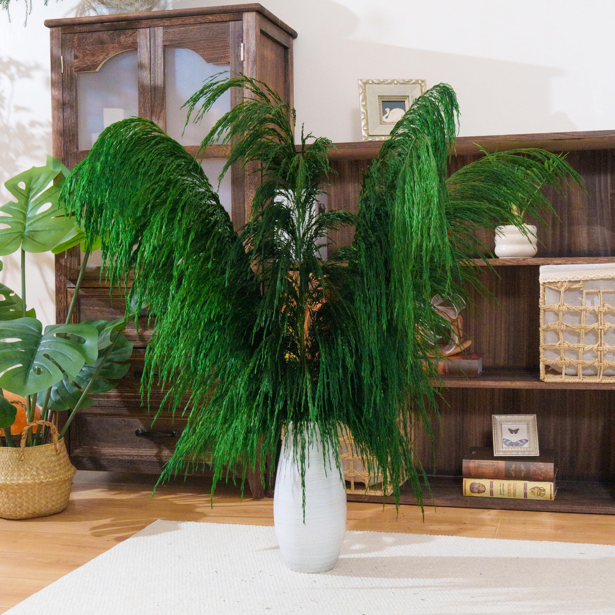Pampas Grass Decor Tall,Large Pampas Floral Fluffy,Long Feather Flowers for Boho Wedding Arangement Bedroom Living Room Decorations (green, 8pcs 31.5"/80cm)