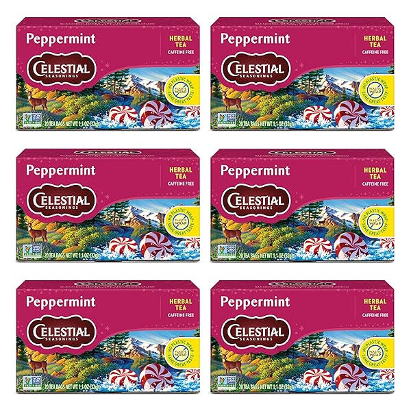 CELESTIAL SEASONINGS PEPPERMINT HERBAL TEA, CAFFEINE FREE, 20...