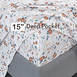 Softan Orange Flower Sheets for King Size Bed