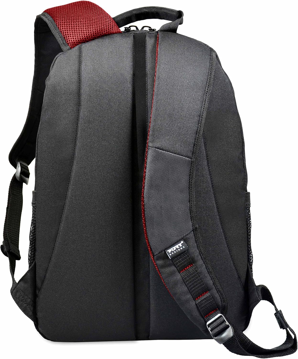 Port Designs Houston Padded Protective Backpack for 17.3-Inch Laptops, Black, Black, Red - Image 4