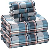 RUVANTI Flannel Sheets 6 Pcs Sheet Set - 100% Cotton King Size Sheets Set, Double Brushed Bed Sheets, Deep Pockets 16 Inches, All Seasons Breathable, Extra Soft & Comfy, Dynasty
