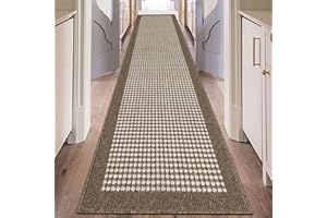 Ileading Hallway Runner Rug 2'x10' Heavy-Duty Durable Entryway Floor Mat with Non Slip Rubber Backing for Busy Traffic Extended Indoor Doormat Machine Washable Brown Kitchen Throw Rug for Corridor