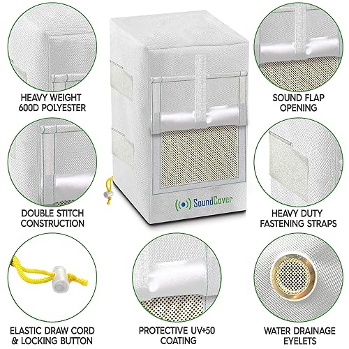 Two White Waterproof 600D Outdoor Speaker Covers for C-Bracket