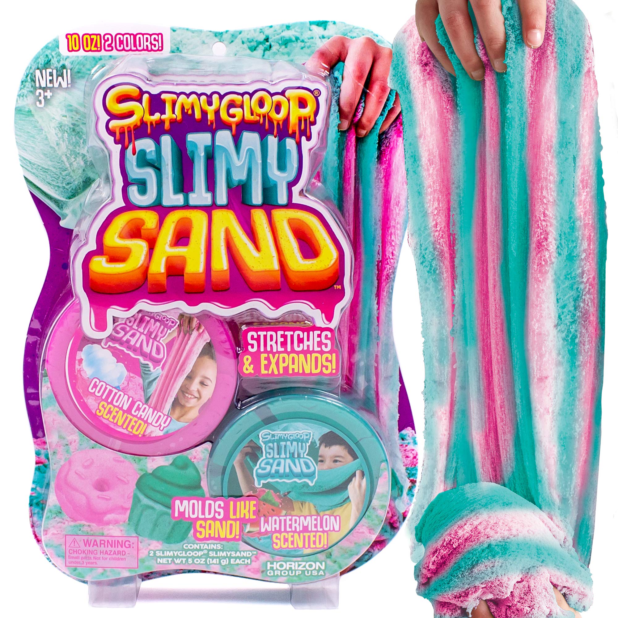 Photo 1 of SLIMYSAND Twist - Teal/Pink Scented Stretchy Cloud Slime, Cotton Candy & Watermelon, Stretchable, Moldable, Play Sand, 10oz.Great for Tactile Fun