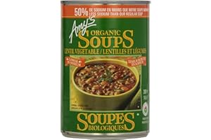 Amy’s Kitchen Organic Lentil Vegetable Soup, Light in Sodium – Vegan, Gluten-Free, Dairy-Free, Lactose-Free, Soy-Free, Corn-F