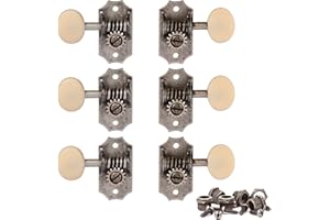 Golden Age Restoration Guitar Tuners, 3 Left + 3 Right for Solid Peghead, Relic Nickel Finish with Cream Knobs
