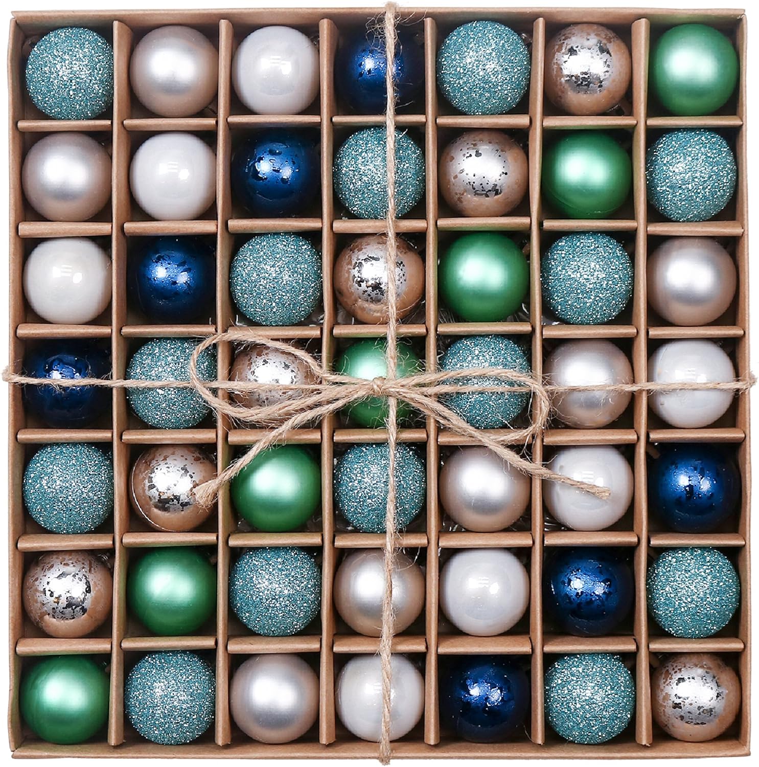 Valery Madelyn Christmas Baubles for Christmas Tree Decoration 49 Pieces 3cm Artic Village and Silver Blue Shatterproof Ball Ornaments