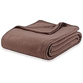 Berkshire Blanket Microfleece Queen Size Bed Blanket Taupe, Lightweight Soft Breathable Plush Micro Fleece Blanket for Bed Couch Sofa, 90x90 Inches
