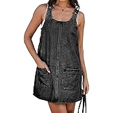 Jumppmile Women's Denim Overall Dress Jean Jumper with Adjustable Straps Pockets Effortless Daily Wear for Spring Summer Fall